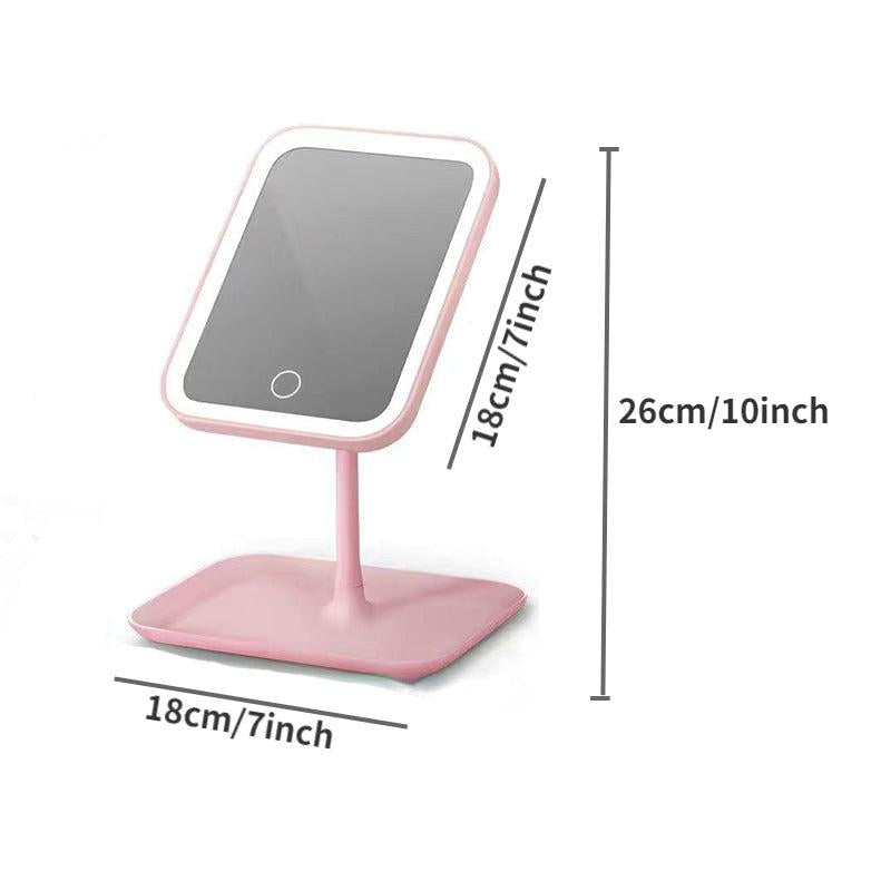 Three Touch Square Vanity Mirror Square LED Makeup Mirror
