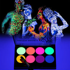 8 Colors UV Glow Fluorescent Body Painting Palette