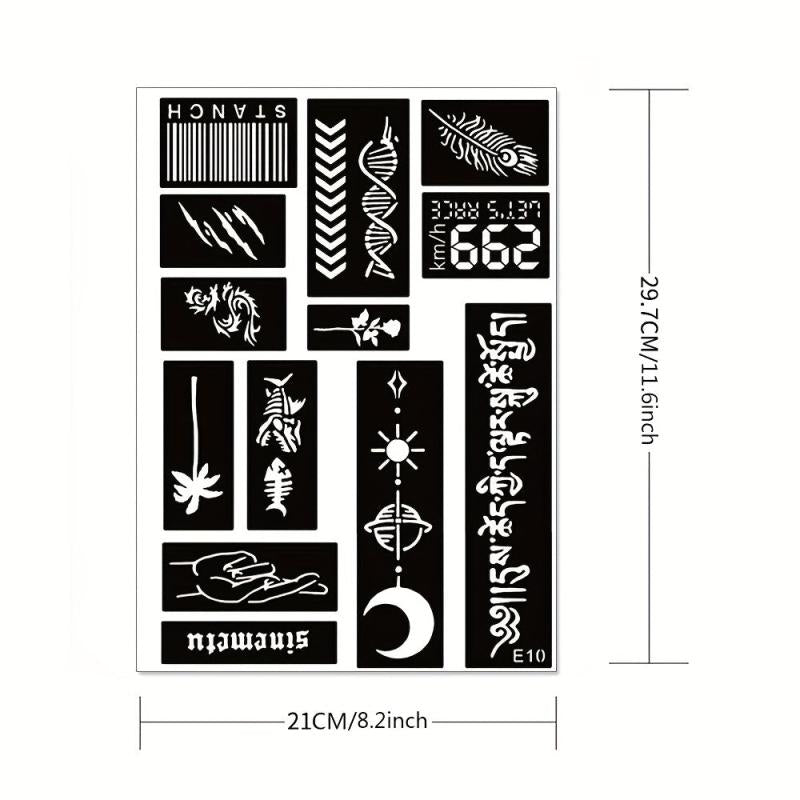 2 Sheets A4 Hollow Tattoo Stencil & Bottle Tattoo Dye Paste