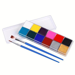12 Color Face Paint Palette with Brush
