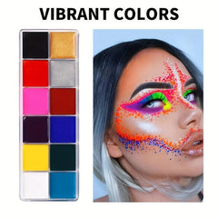 12 Color Face Paint Palette with Brush
