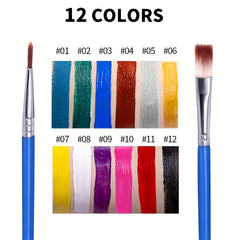 12 Color Face Paint Palette with Brush