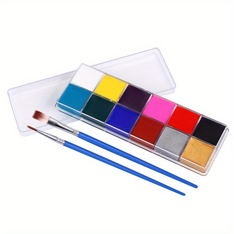 12 Color Face Paint Palette with Brush