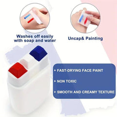American Flag Patriotic Face Paint with 3 Colors