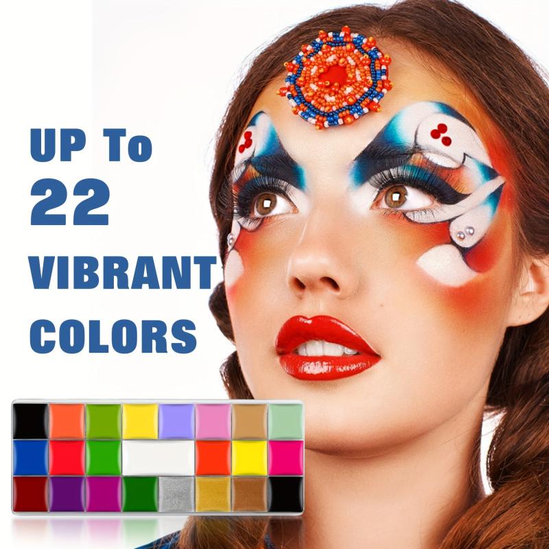 CC 22 Colors Face Body Paint Kit Halloween Neon SFX Cosplay Makeup Large Clown