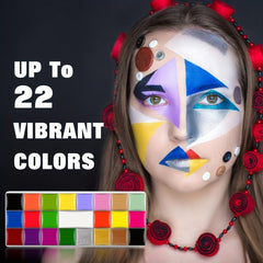 CC 22 Colors Face Body Paint Kit Halloween Neon SFX Cosplay Makeup Large Clown