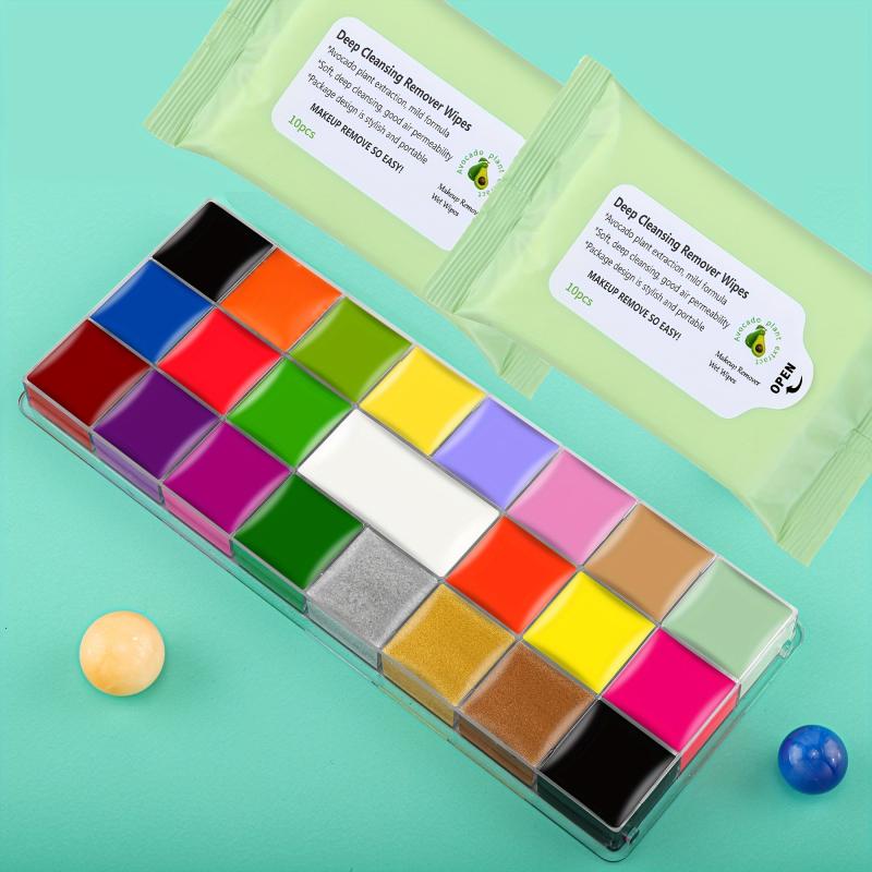 CC 22 Colors Face Body Paint Kit Halloween Neon SFX Cosplay Makeup Large Clown