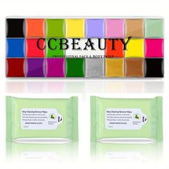 CC 22 Colors Face Body Paint Kit Halloween Neon SFX Cosplay Makeup Large Clown