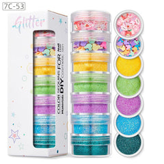 7 Bottle Set Chunky & Fine Glitter Mix Iridescent Makeup Glitter