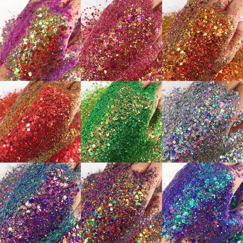 Chunky Mixed Glitter Powder for Nail Art Makeup Body Paint