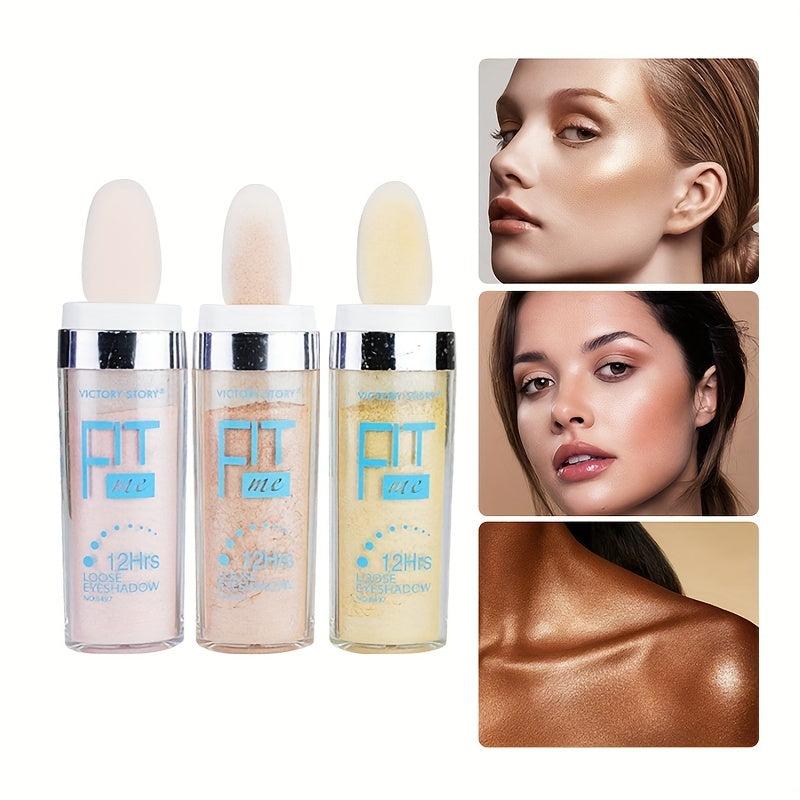 Glitter Sequins Loose Highlighter Powder 24 Sticks 3 Colors