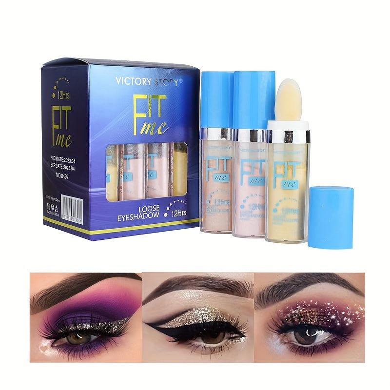 Glitter Sequins Loose Highlighter Powder 24 Sticks 3 Colors