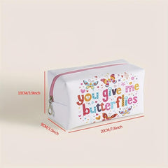 Butterfly Pattern Square PU Makeup Bag Zipper Creative Roomy Makeup Pouch