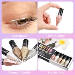 5 Glitter Eyeliner Liquid Set Sparkling Waterproof Metallic Shimmer