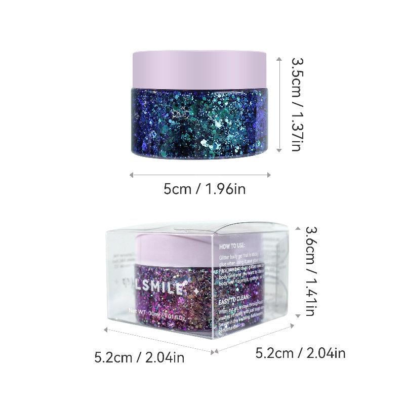 Chameleon Body Glitter Nail Art & Lilac Gel Eyeshadow for Stage Makeup