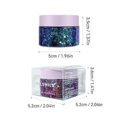 Chameleon Body Glitter Nail Art & Lilac Gel Eyeshadow for Stage Makeup