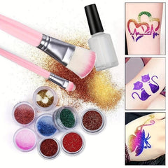 Pink Glitter Painting Set with 207 Patterns, 24 Colors, 5 Brushes
