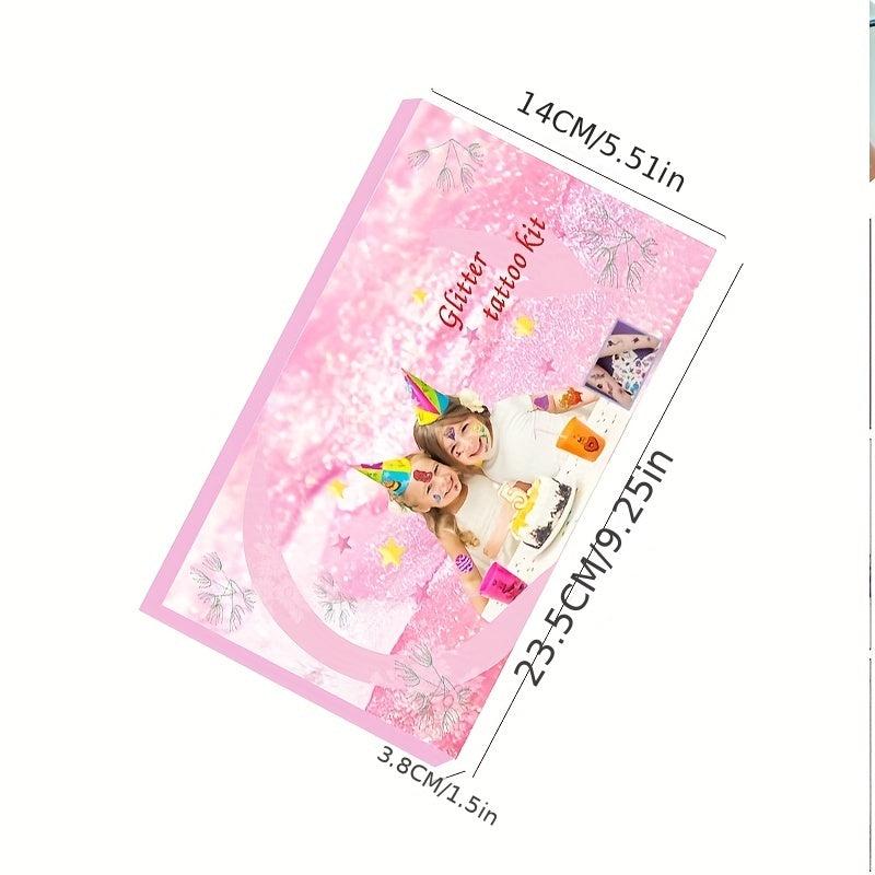 Pink Glitter Painting Set with 207 Patterns, 24 Colors, 5 Brushes