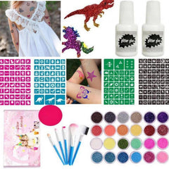 Pink Glitter Painting Set with 207 Patterns, 24 Colors, 5 Brushes