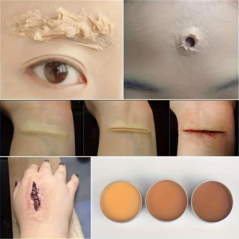 Halloween Makeup Kit with Scar Wax and Face Paint Brushes