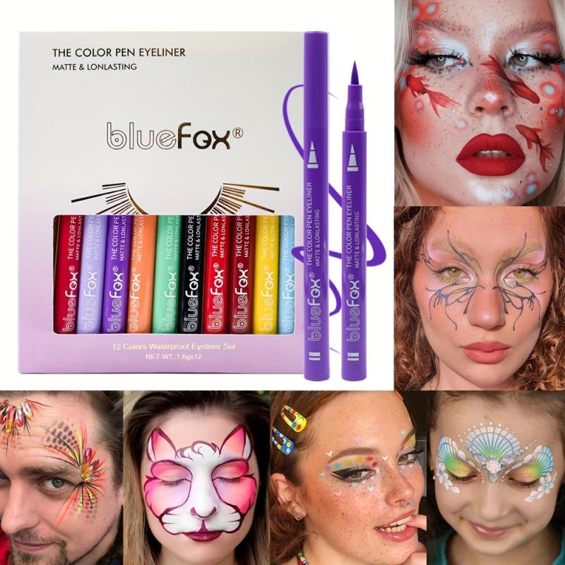 Body Paint Pen 12pcs Set Halloween Makeup Queue Pigment Pen Eyeliner