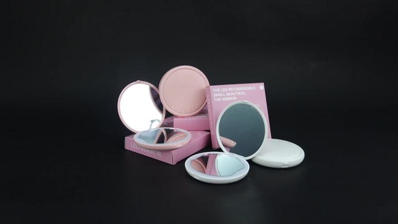 LED Lighted Travel Makeup Mirror Compact Portable Hand Mirror for Handbag Purses