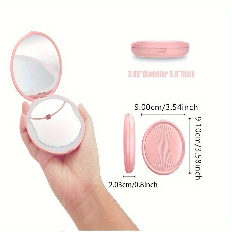 LED Lighted Travel Makeup Mirror Compact Portable Hand Mirror for Handbag Purses