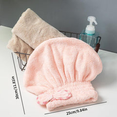 Hair Dry Cap With Bowknot Absorbent Microfiber Wrap Turban
