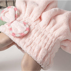 Hair Dry Cap With Bowknot Absorbent Microfiber Wrap Turban