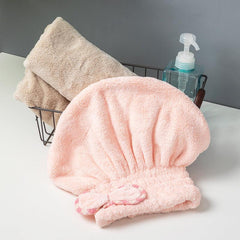 Hair Dry Cap With Bowknot Absorbent Microfiber Wrap Turban