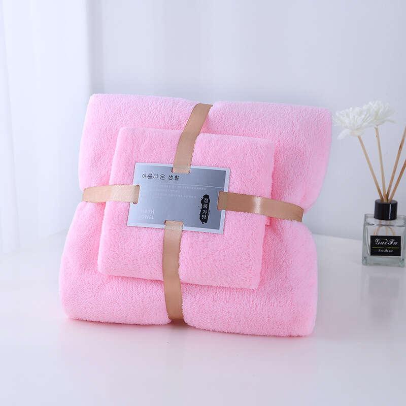 Soft Coral Velvet Bath Towel Set for Adults, Highly Absorbent