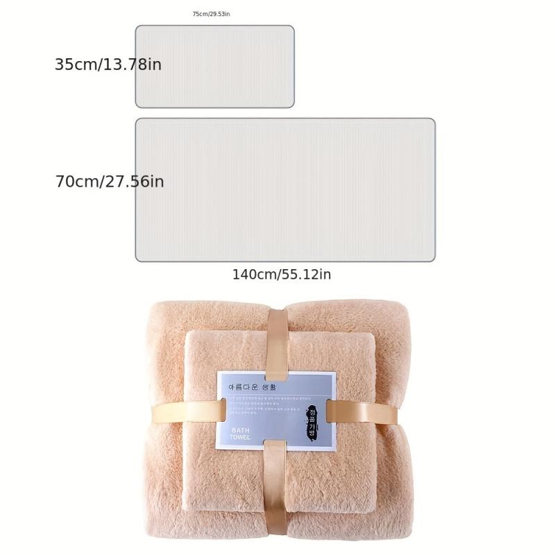 Soft Coral Velvet Bath Towel Set for Adults, Highly Absorbent