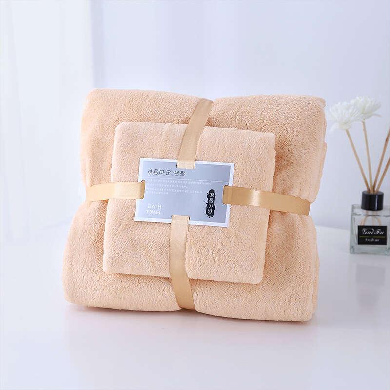 Soft Coral Velvet Bath Towel Set for Adults, Highly Absorbent