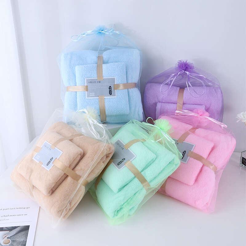 Soft Coral Velvet Bath Towel Set for Adults, Highly Absorbent