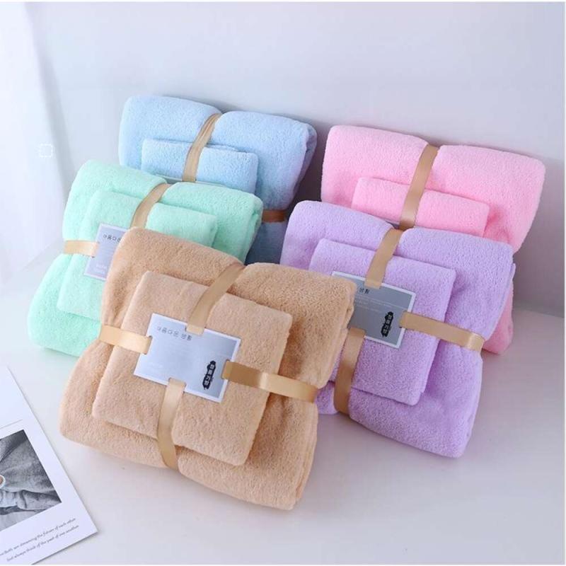 Soft Coral Velvet Bath Towel Set for Adults, Highly Absorbent