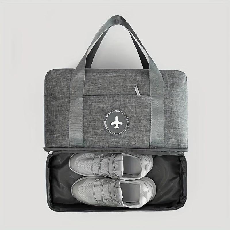 Water Resistant Foldable Duffle Bag with Shoes Compartment