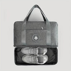 Water Resistant Foldable Duffle Bag with Shoes Compartment