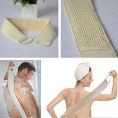 Linen Back Scrubber Towel Body Exfoliator With Handles