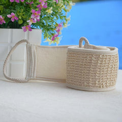 Linen Back Scrubber Towel Body Exfoliator With Handles