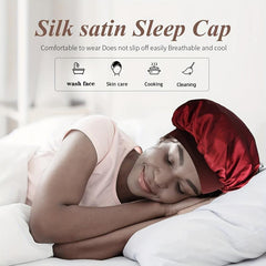 4 Silky Satin Hair Bonnets with Wide Elastic Band for Curly Hair