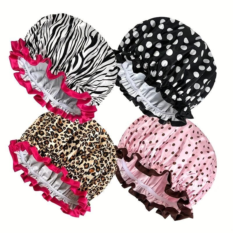 Double Layers Waterproof Spa Shower Caps for Women