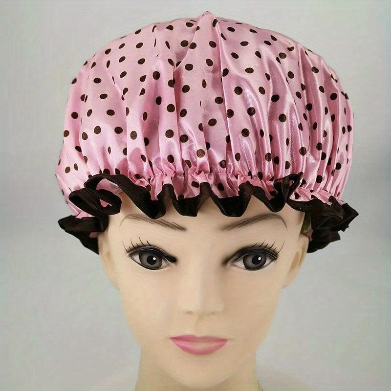 Double Layers Waterproof Spa Shower Caps for Women