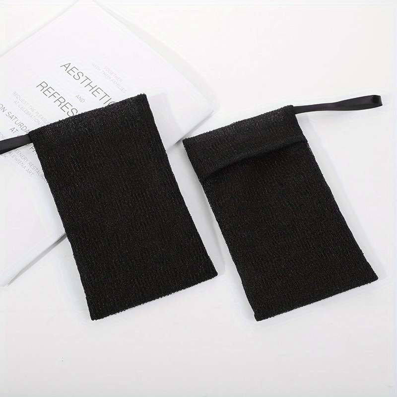 Exfoliating Soap Bag Scrubber with Foaming Saver and Towel Holder
