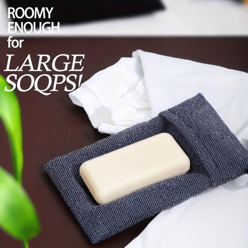 Exfoliating Soap Bag Scrubber with Foaming Saver and Towel Holder