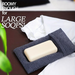 Exfoliating Soap Bag Scrubber with Foaming Saver and Towel Holder