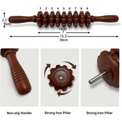 Wooden Handheld Roller Massager for Muscle Relief and Circulation