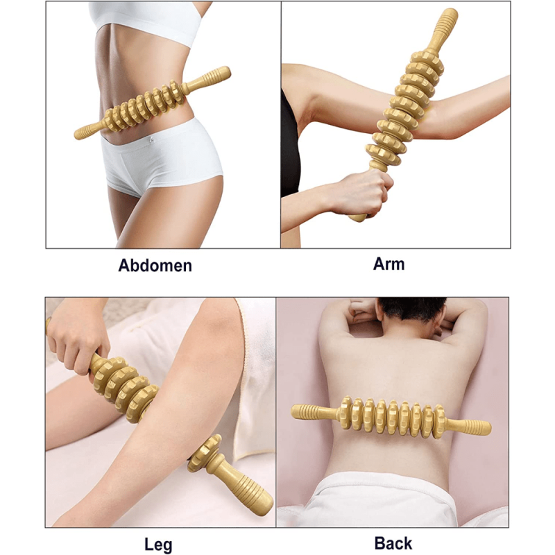 Wooden Handheld Roller Massager for Muscle Relief and Circulation