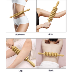 Wooden Handheld Roller Massager for Muscle Relief and Circulation