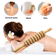 Wooden Handheld Roller Massager for Muscle Relief and Circulation