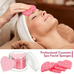 20pcs Heart Shape Compressed Face Sponges for Washing Spa Cleansing Exfoliating